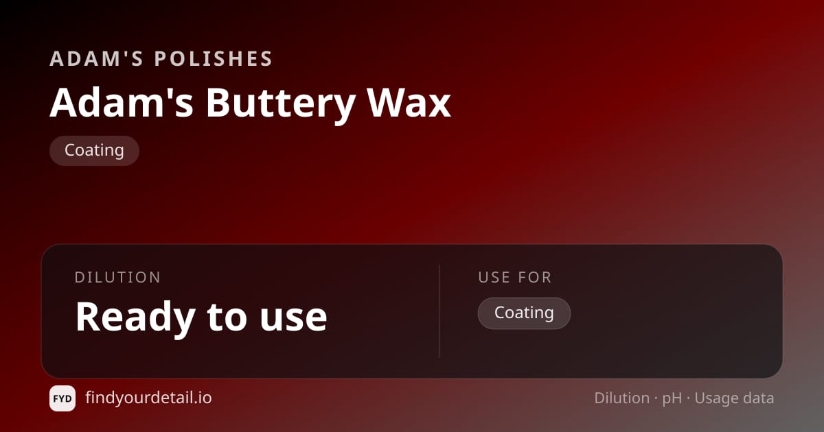 Adam's Polishes 아담스 버터리 왁스 희석비 pH 스펙 카드