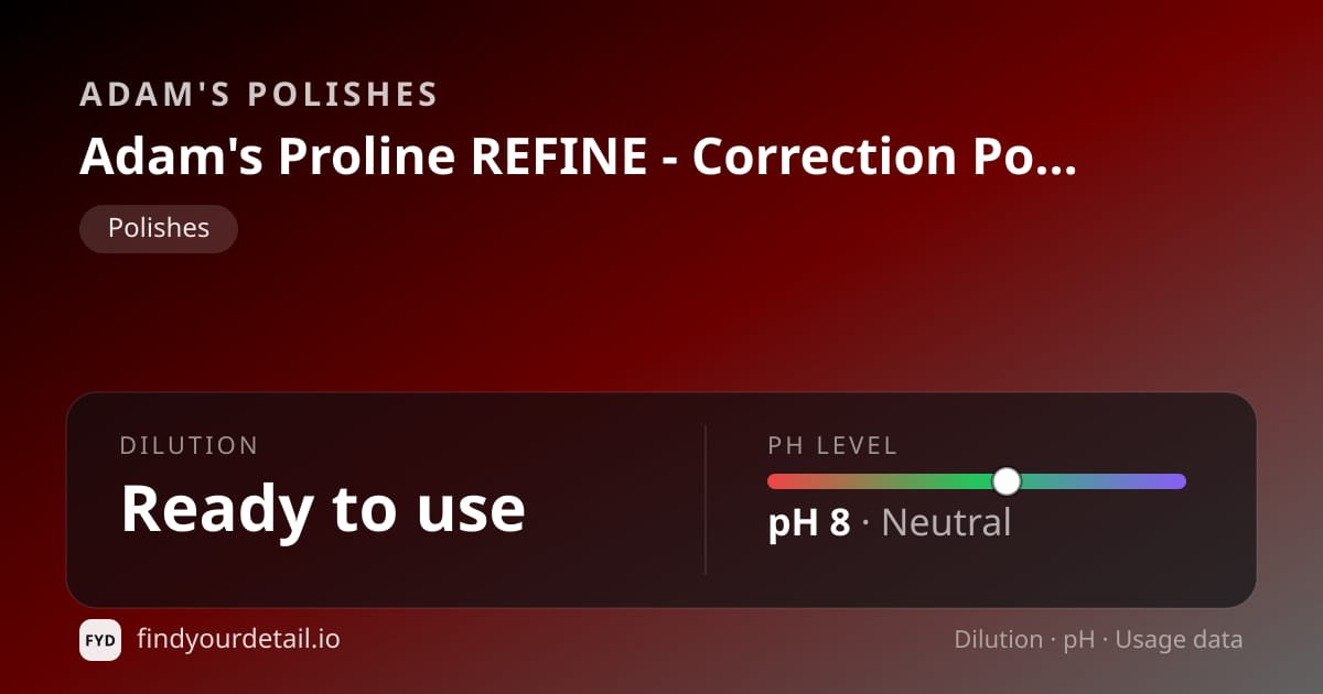 Adam's Polishes 아담스 프로라인 REFINE - 코렉션 폴리시 희석비 pH 스펙 카드