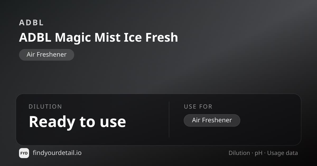 ADBL ADBL Magic Mist Ice Fresh dilution ratio and pH specification chart