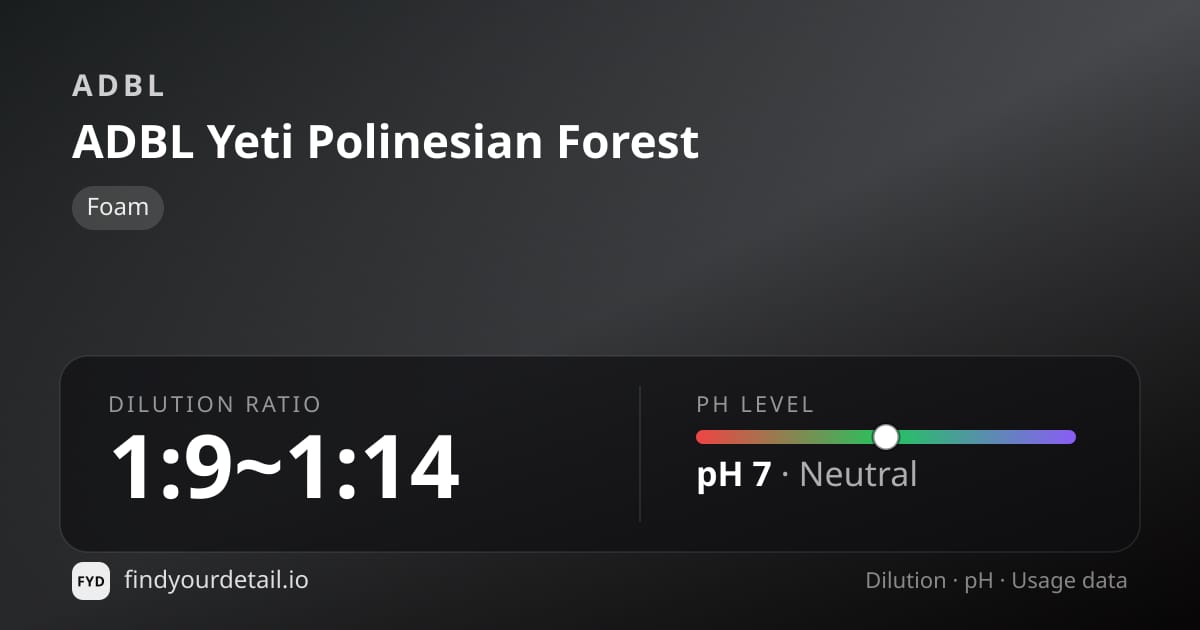 ADBL ADBL Yeti Polinesian Forest dilution ratio and pH specification chart