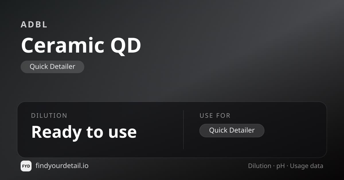 ADBL Ceramic QD dilution ratio and pH specification chart