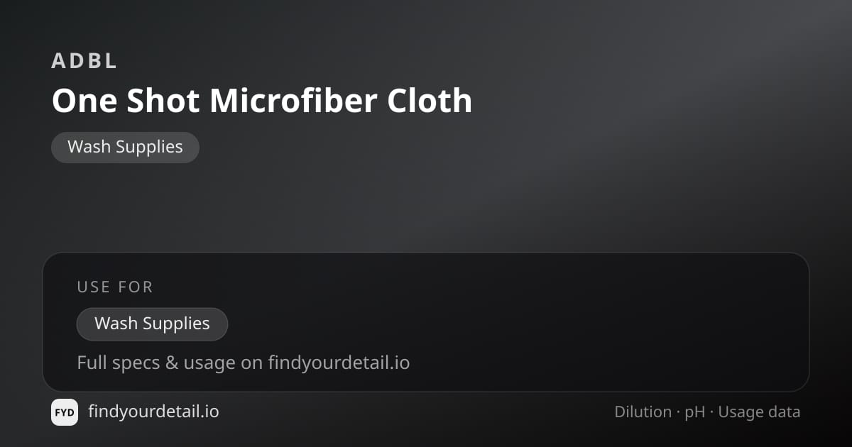 ADBL One Shot Microfiber Cloth dilution ratio and pH specification chart