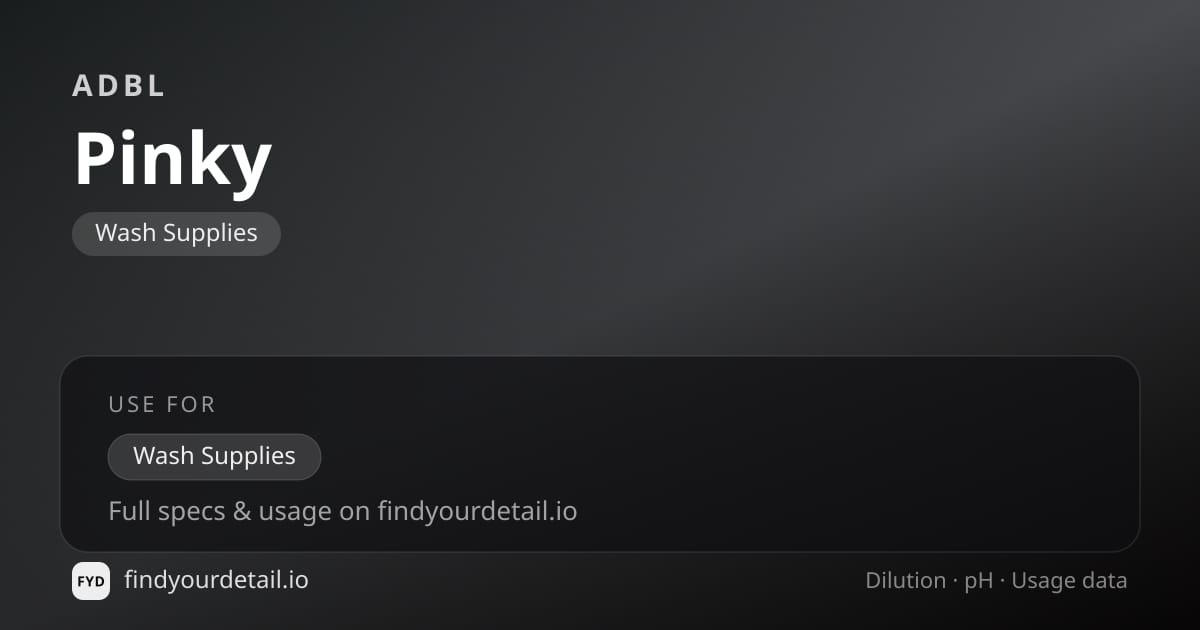 ADBL Pinky dilution ratio and pH specification chart