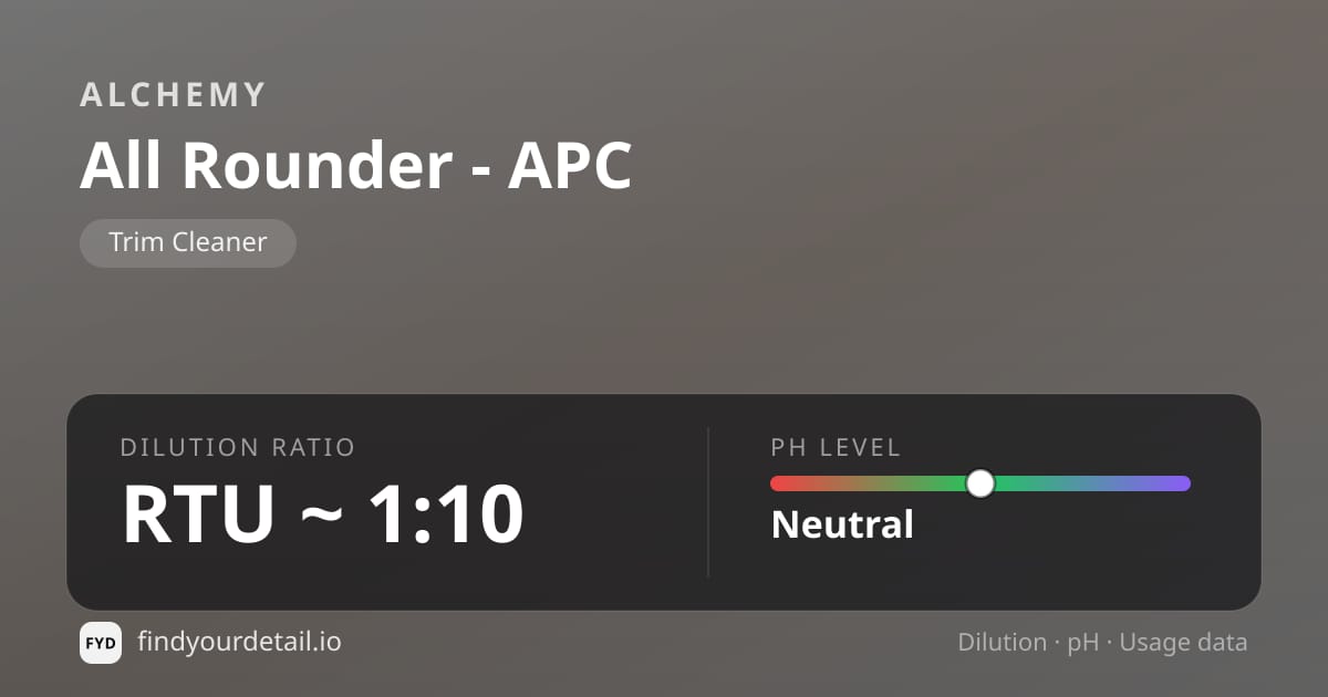 ALCHEMY 올 라운더 - APC 희석비 pH 스펙 카드