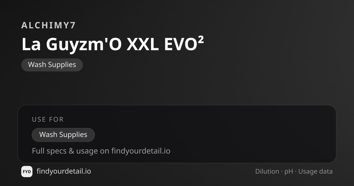 Alchimy7 La Guyzm'O XXL EVO² dilution ratio and pH specification chart