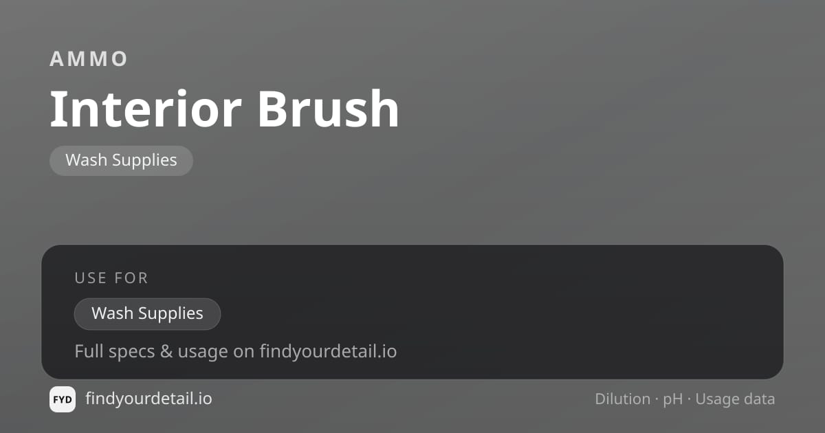 AMMO Interior Brush dilution ratio and pH specification chart
