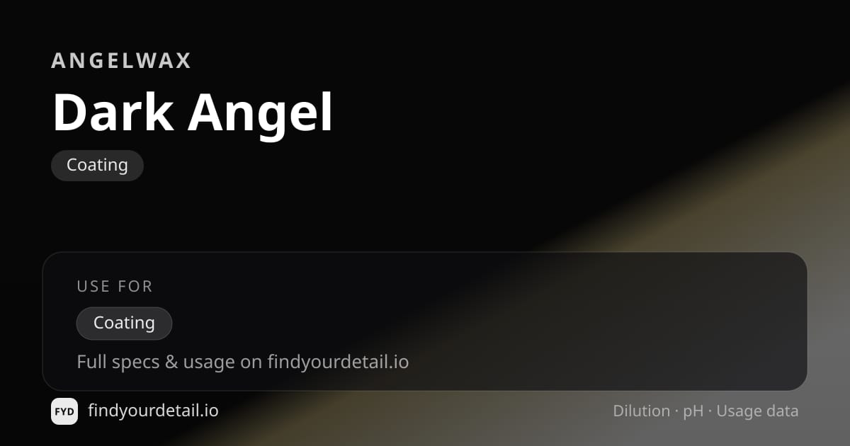 Angelwax 다크 엔젤 희석비 pH 스펙 카드