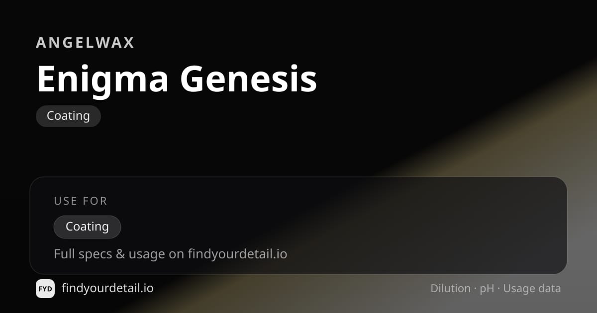 Angelwax Enigma Genesis dilution ratio and pH specification chart