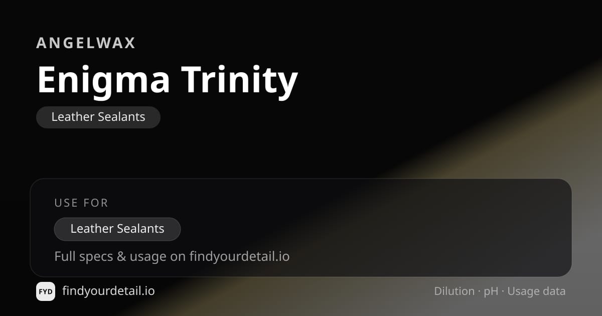 Angelwax Enigma Trinity dilution ratio and pH specification chart