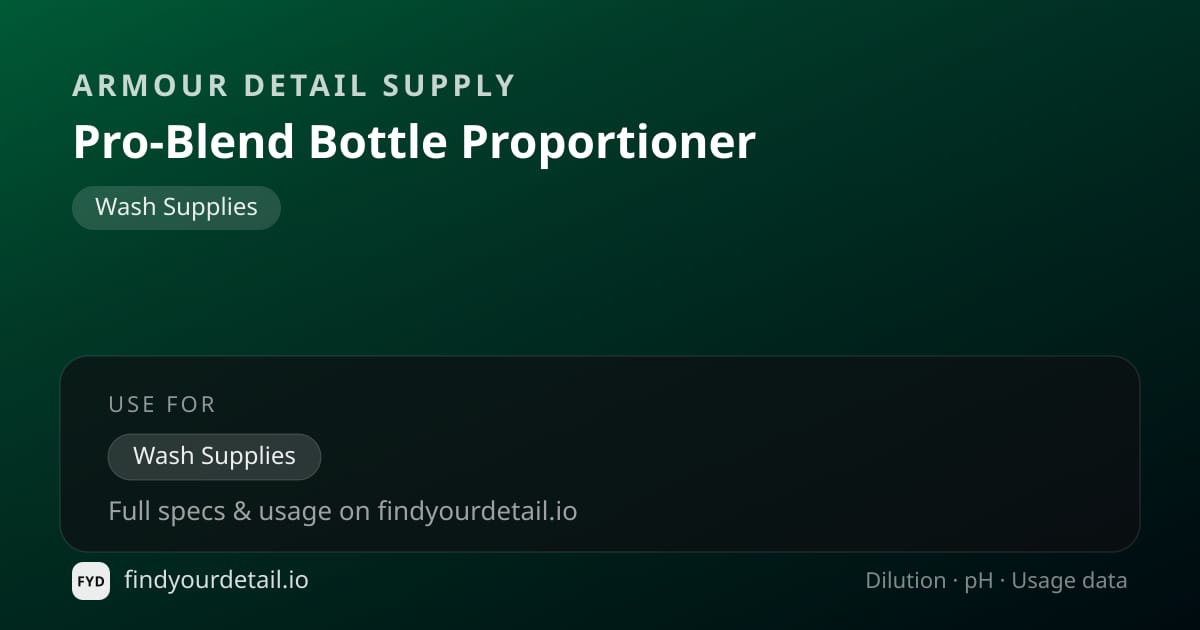 Armour Detail Supply 프로-블렌드 보틀 프로포셔너 희석비 pH 스펙 카드