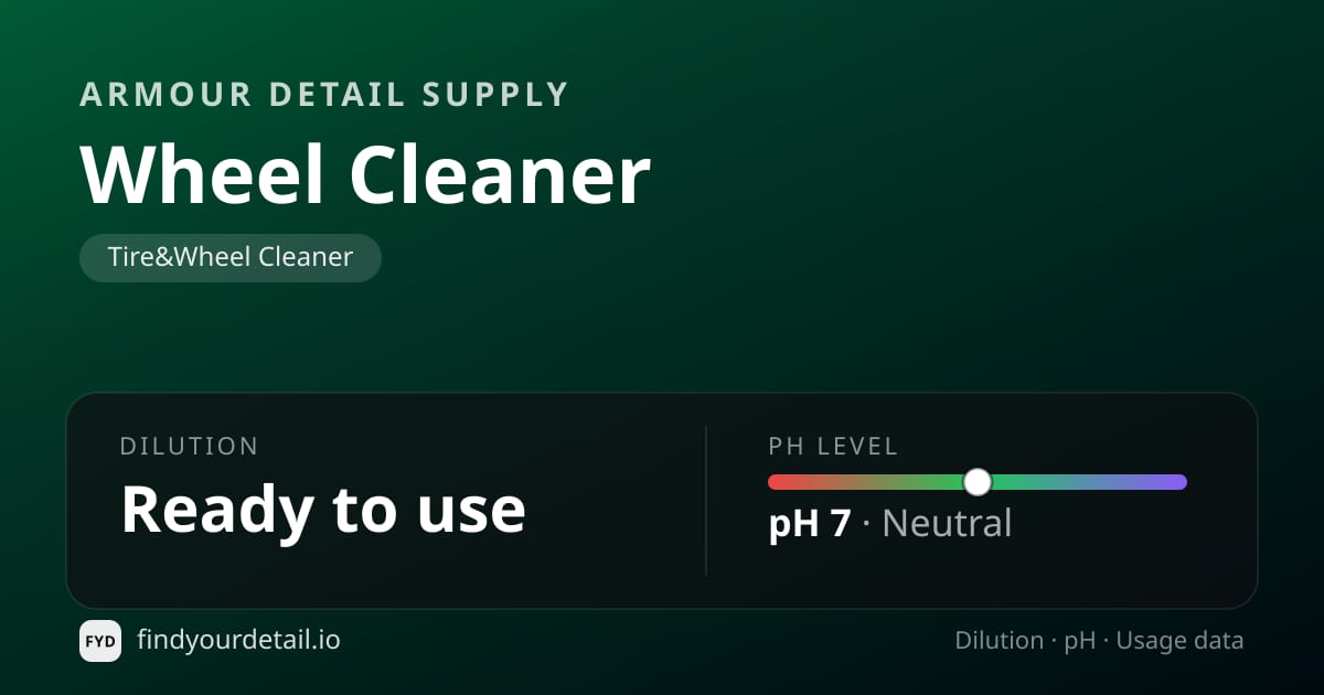 Armour Detail Supply 아머 휠 클리너 희석비 pH 스펙 카드
