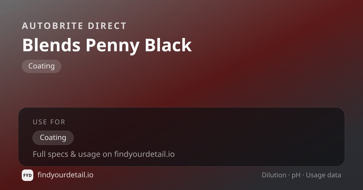 Autobrite Direct Blends Penny Black dilution ratio and pH specification chart