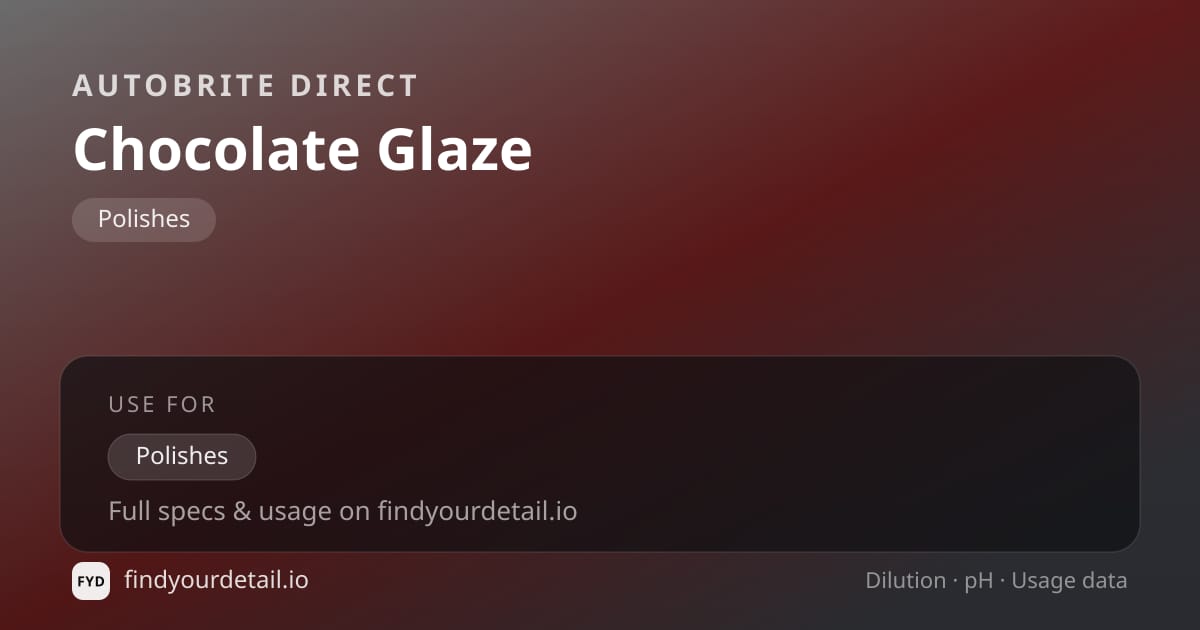 Autobrite Direct Chocolate Glaze dilution ratio and pH specification chart