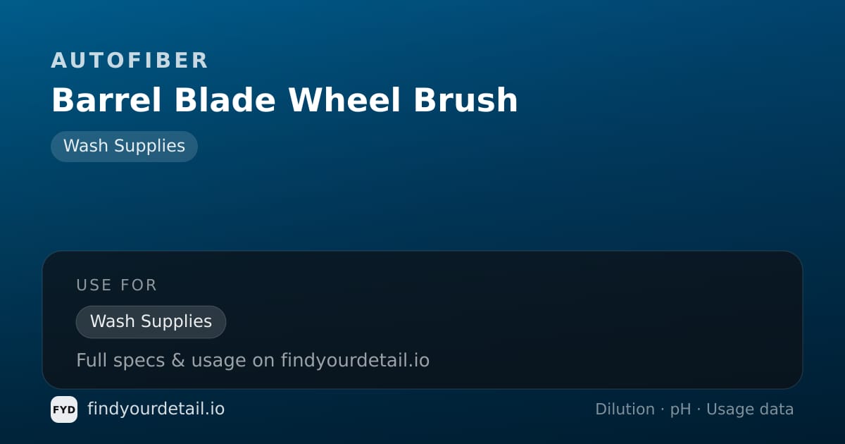 Autofiber Barrel Blade Wheel Brush dilution ratio and pH specification chart