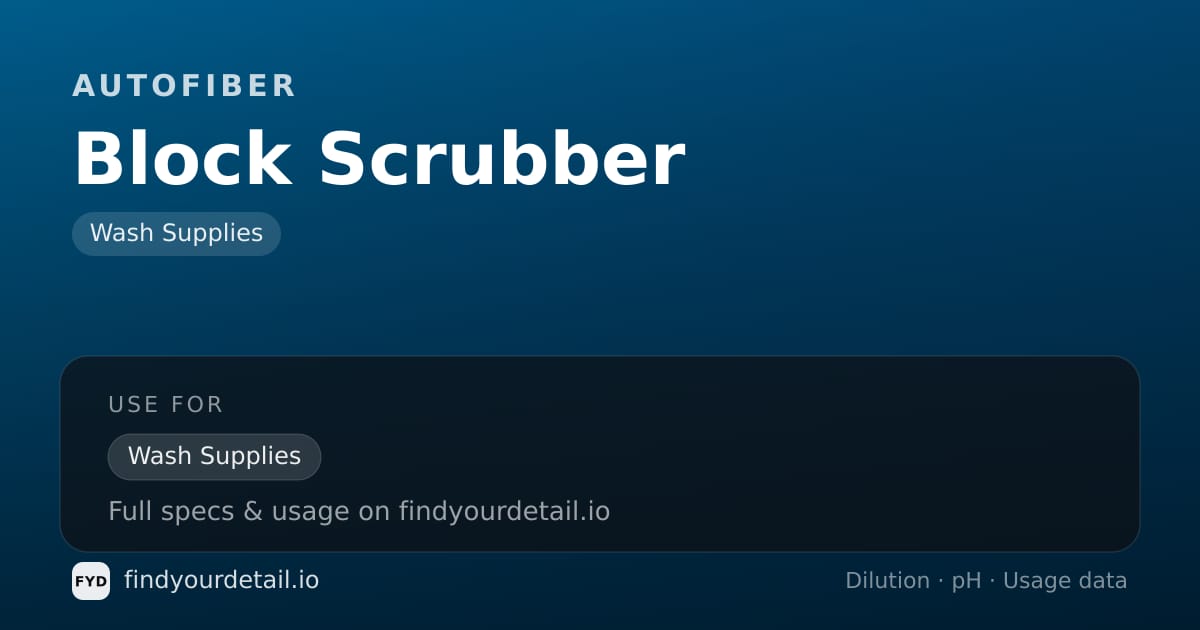 Autofiber Block Scrubber dilution ratio and pH specification chart