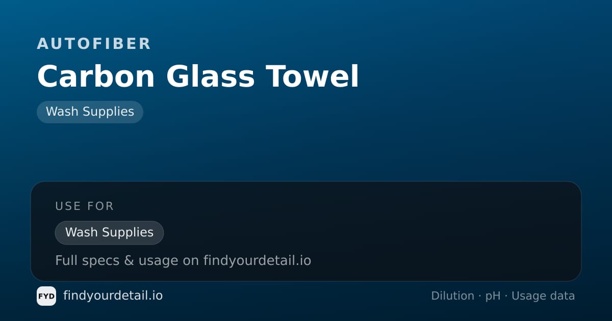 Autofiber Carbon Glass Towel dilution ratio and pH specification chart