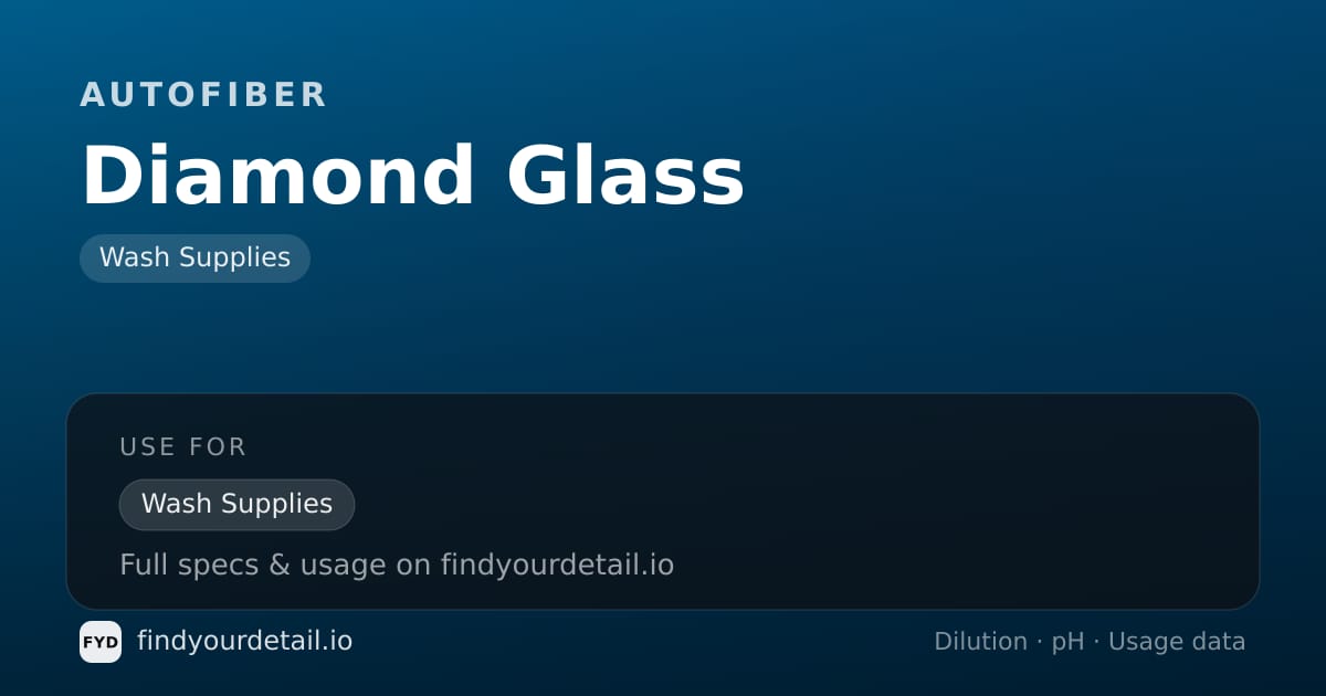 Autofiber Diamond Glass dilution ratio and pH specification chart