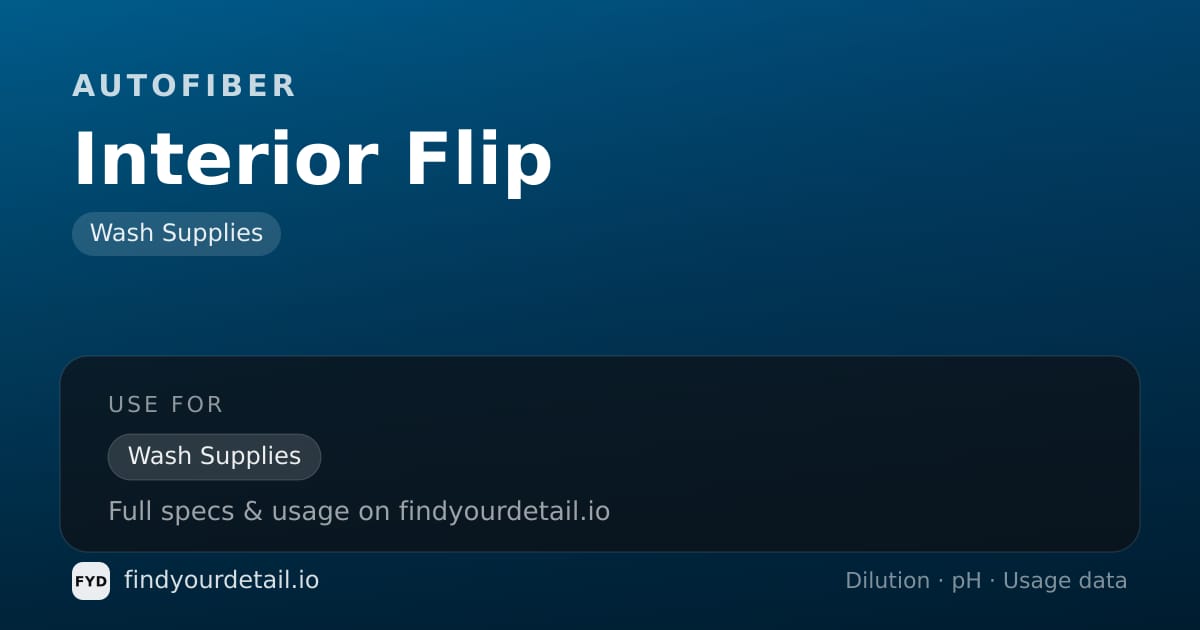 Autofiber Interior Flip dilution ratio and pH specification chart