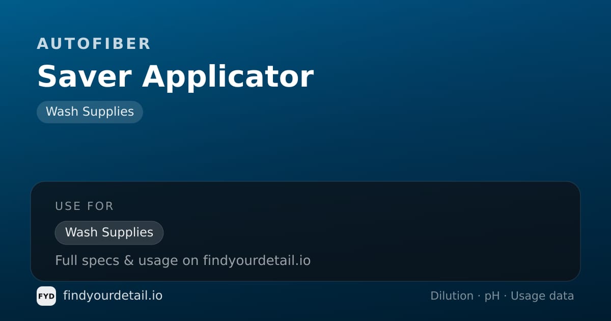Autofiber Saver Applicator dilution ratio and pH specification chart