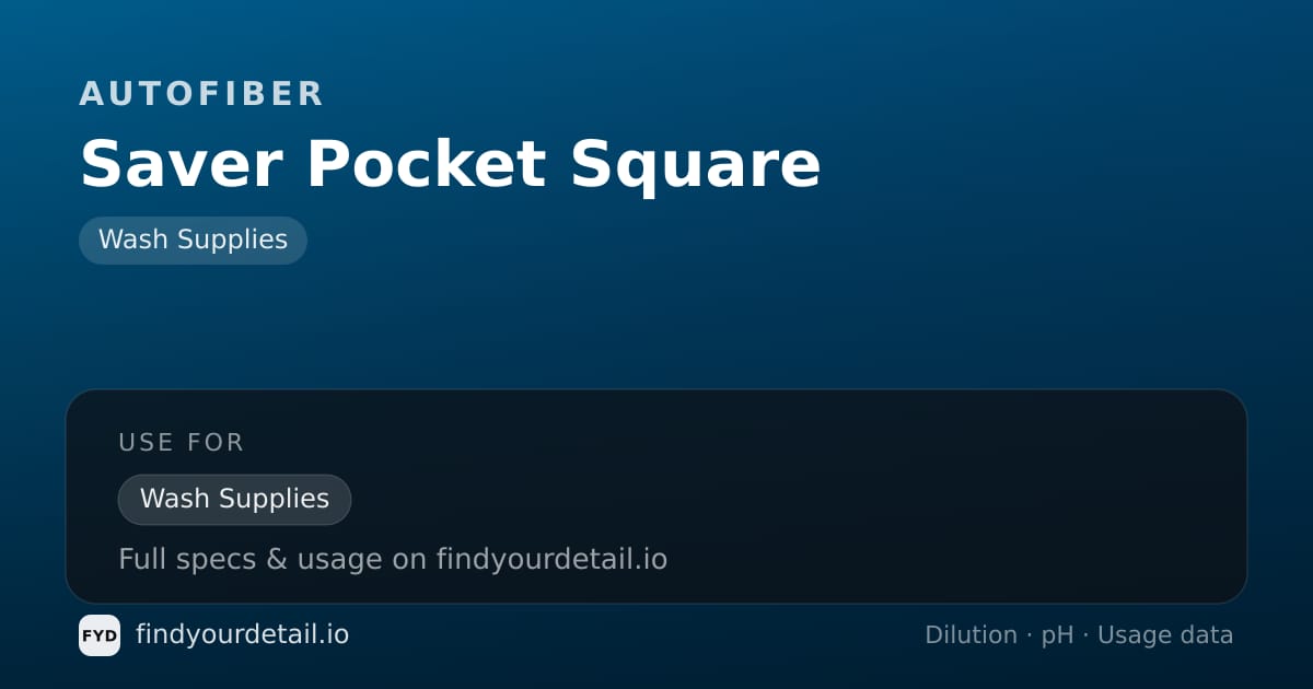 Autofiber Saver Pocket Square dilution ratio and pH specification chart