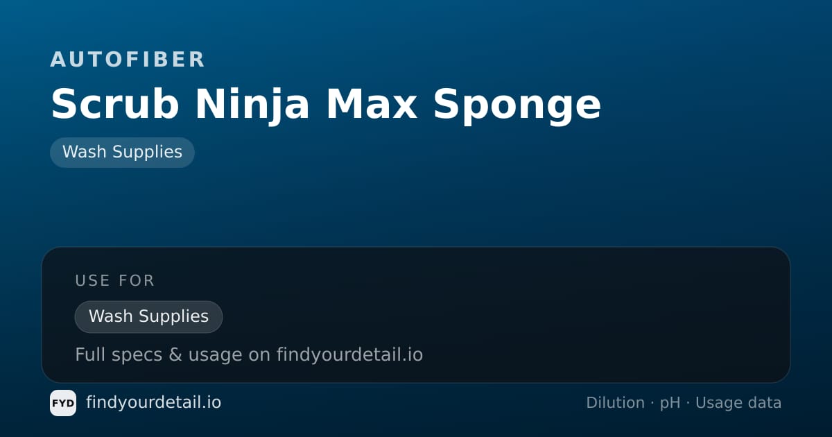 Autofiber Scrub Ninja Max Sponge dilution ratio and pH specification chart