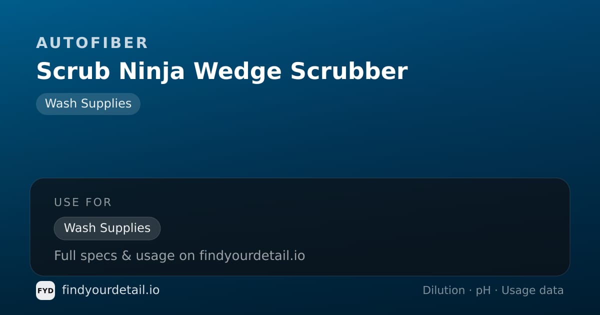 Autofiber Scrub Ninja Wedge Scrubber dilution ratio and pH specification chart