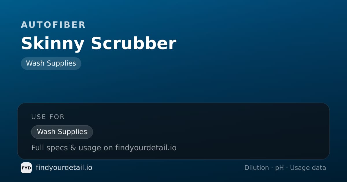 Autofiber Skinny Scrubber dilution ratio and pH specification chart