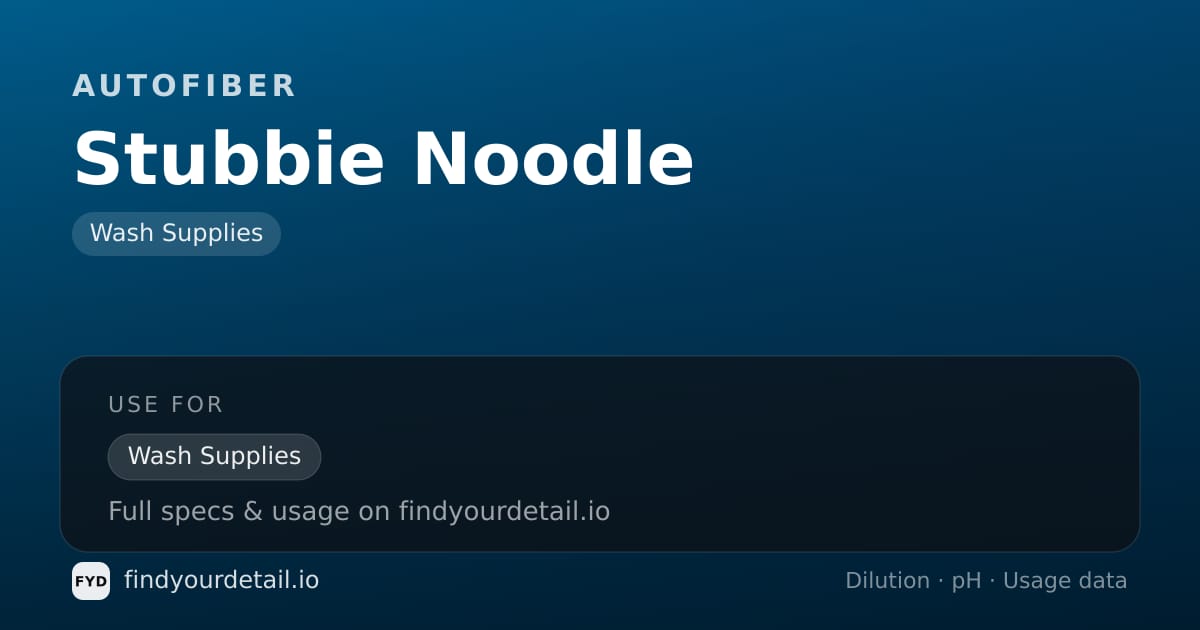 Autofiber Stubbie Noodle dilution ratio and pH specification chart