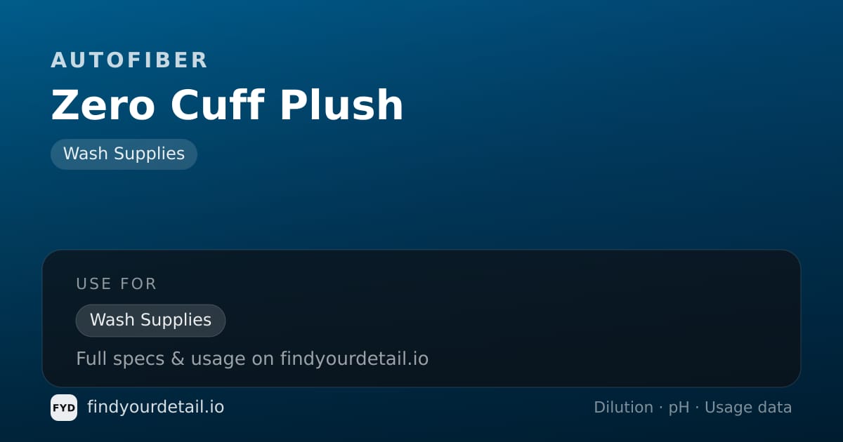 Autofiber Zero Cuff Plush dilution ratio and pH specification chart