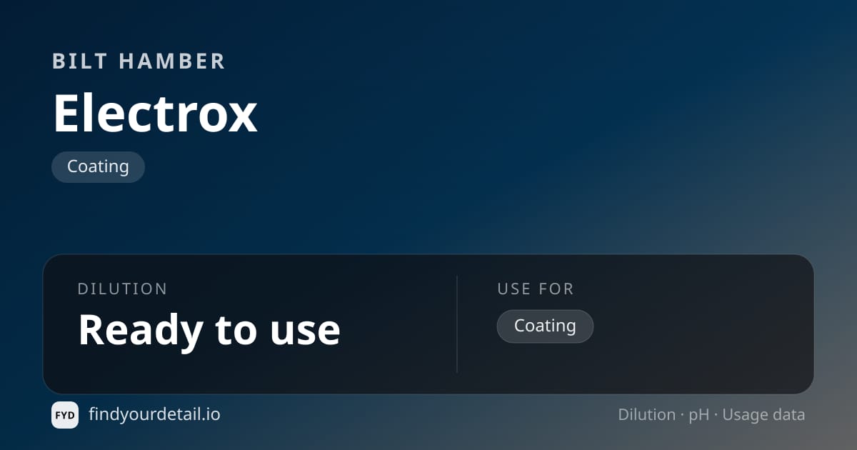 Bilt Hamber 일렉트록스 희석비 pH 스펙 카드