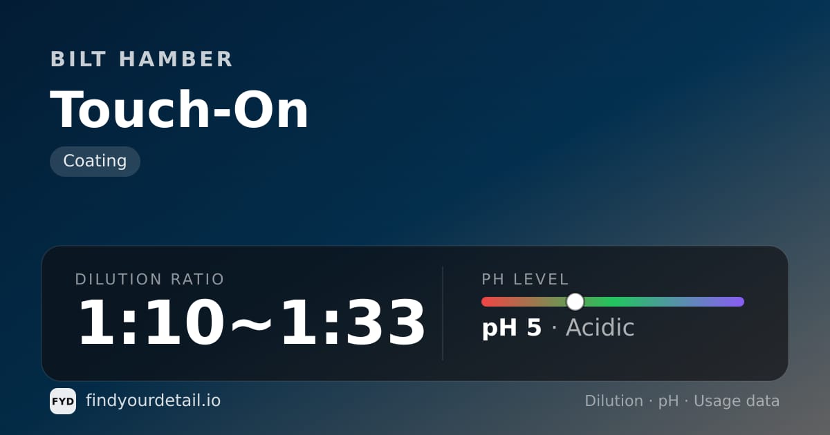 Bilt Hamber 터치온 희석비 pH 스펙 카드