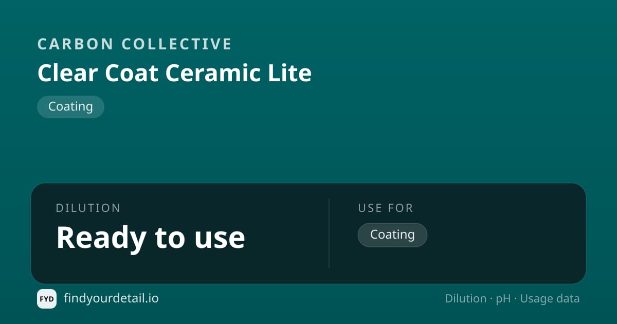 Carbon Collective 클리어 코트 세라믹 라이트 희석비 pH 스펙 카드