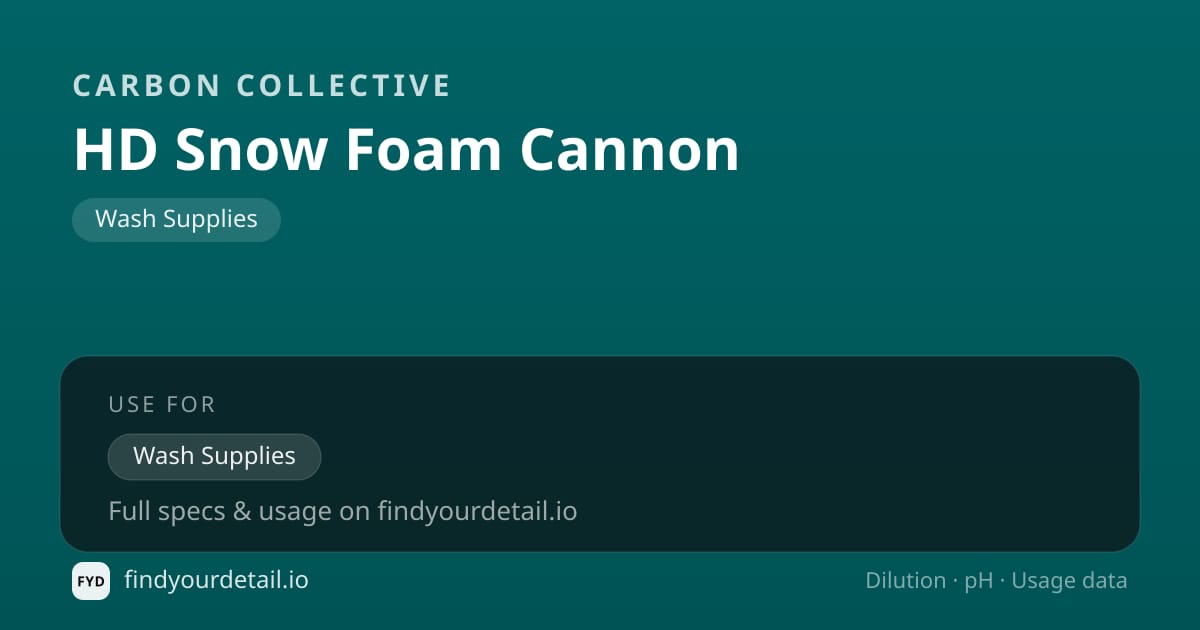 Carbon Collective HD 스노우 폼 캐논 희석비 pH 스펙 카드