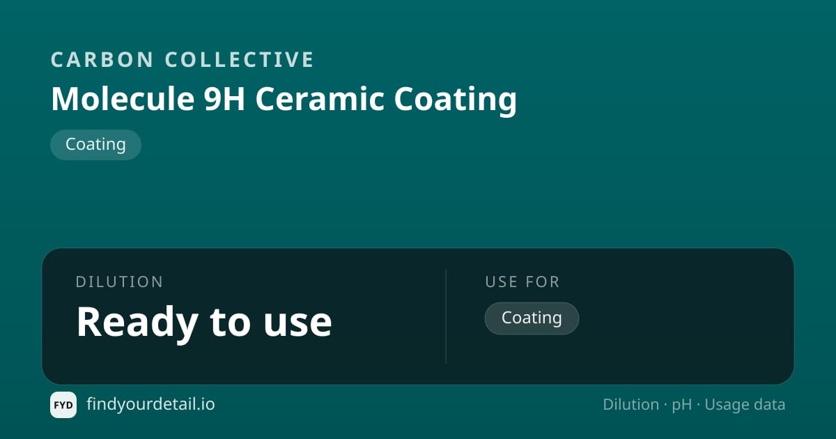 Carbon Collective 몰레큘 9H 세라믹 코팅 희석비 pH 스펙 카드
