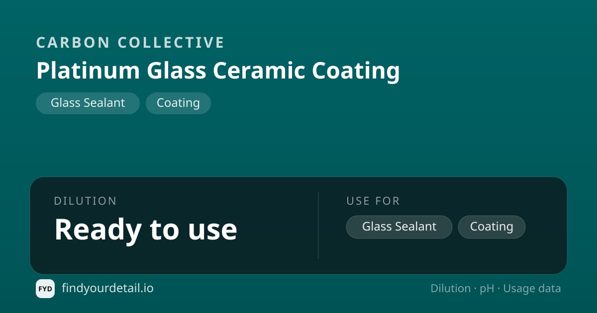 Carbon Collective 플래티넘 글래스 세라믹 코팅 희석비 pH 스펙 카드