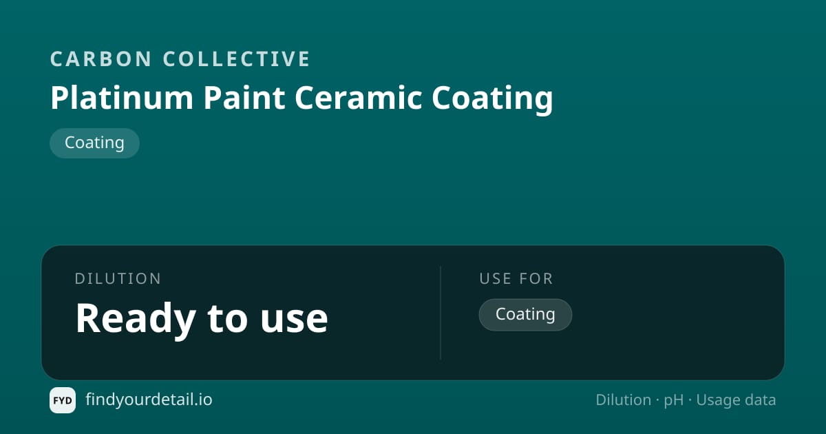 Carbon Collective 플래티넘 페인트 세라믹 코팅 희석비 pH 스펙 카드