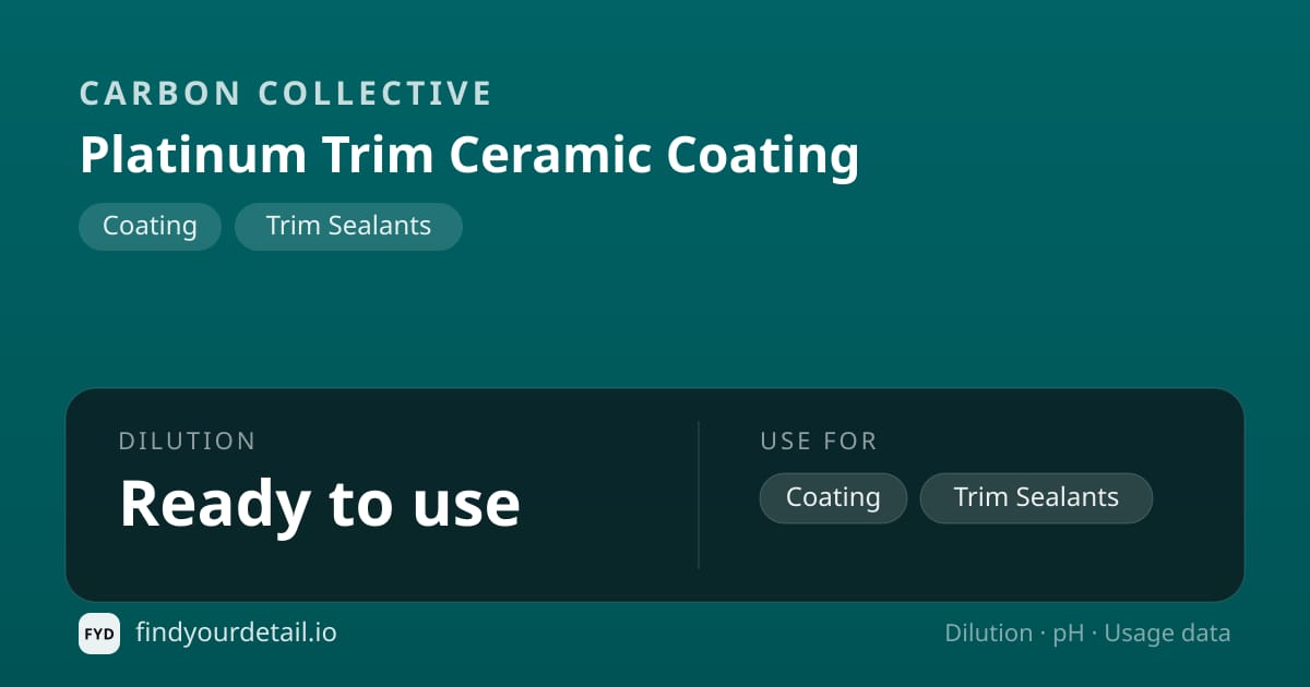 Carbon Collective 플래티넘 트림 세라믹 코팅 희석비 pH 스펙 카드
