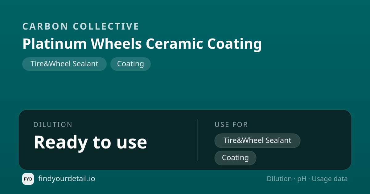 Carbon Collective 플래티넘 휠즈 세라믹 코팅 희석비 pH 스펙 카드
