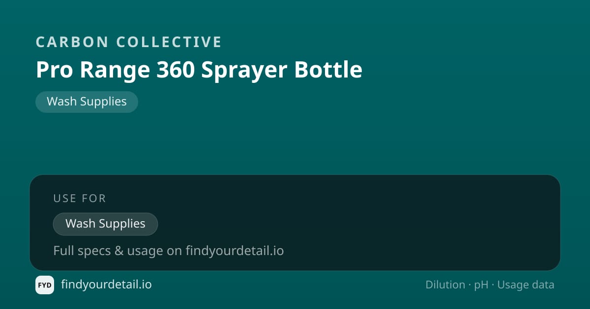 Carbon Collective 프로 레인지 360 스프레이어 보틀 희석비 pH 스펙 카드