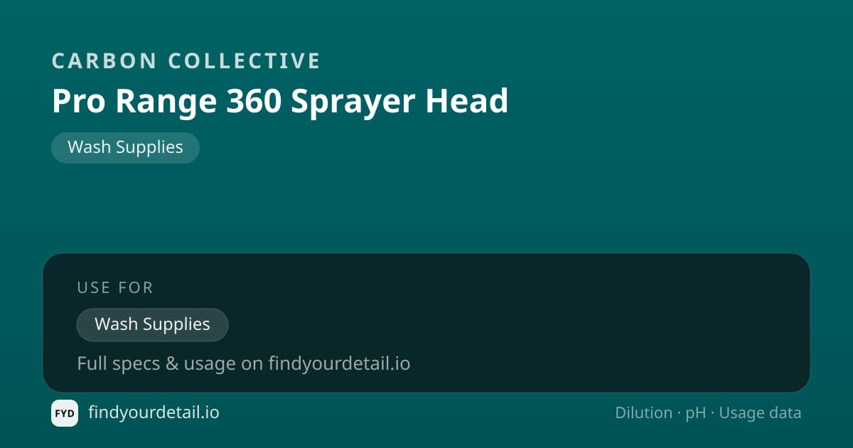 Carbon Collective 프로 레인지 360 스프레이어 헤드 희석비 pH 스펙 카드