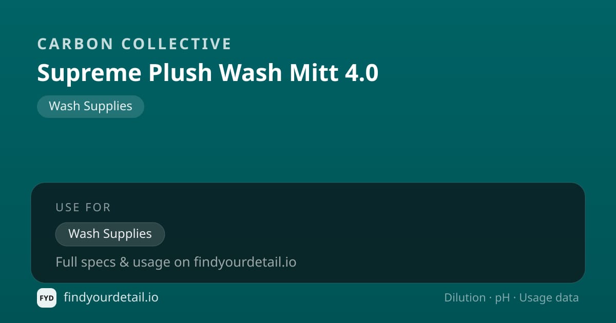Carbon Collective 수프림 플러시 워시 미트 4.0 희석비 pH 스펙 카드
