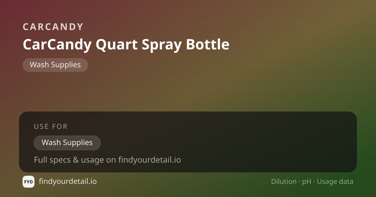 CarCandy CarCandy Quart Spray Bottle dilution ratio and pH specification chart