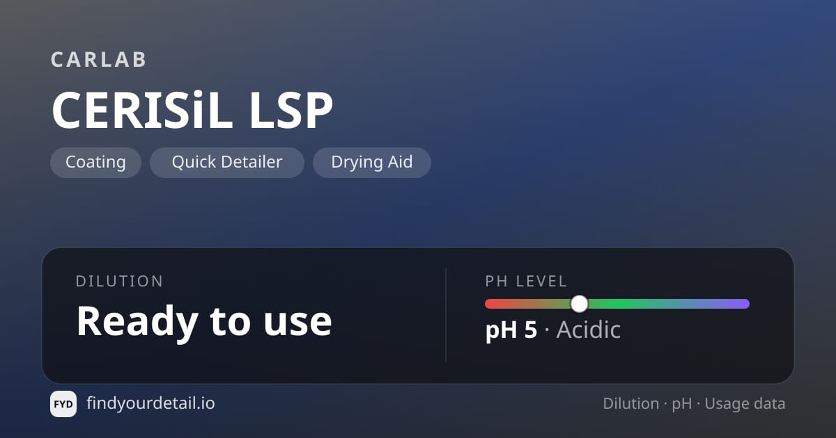 CARLAB CERISiL LSP dilution ratio and pH specification chart