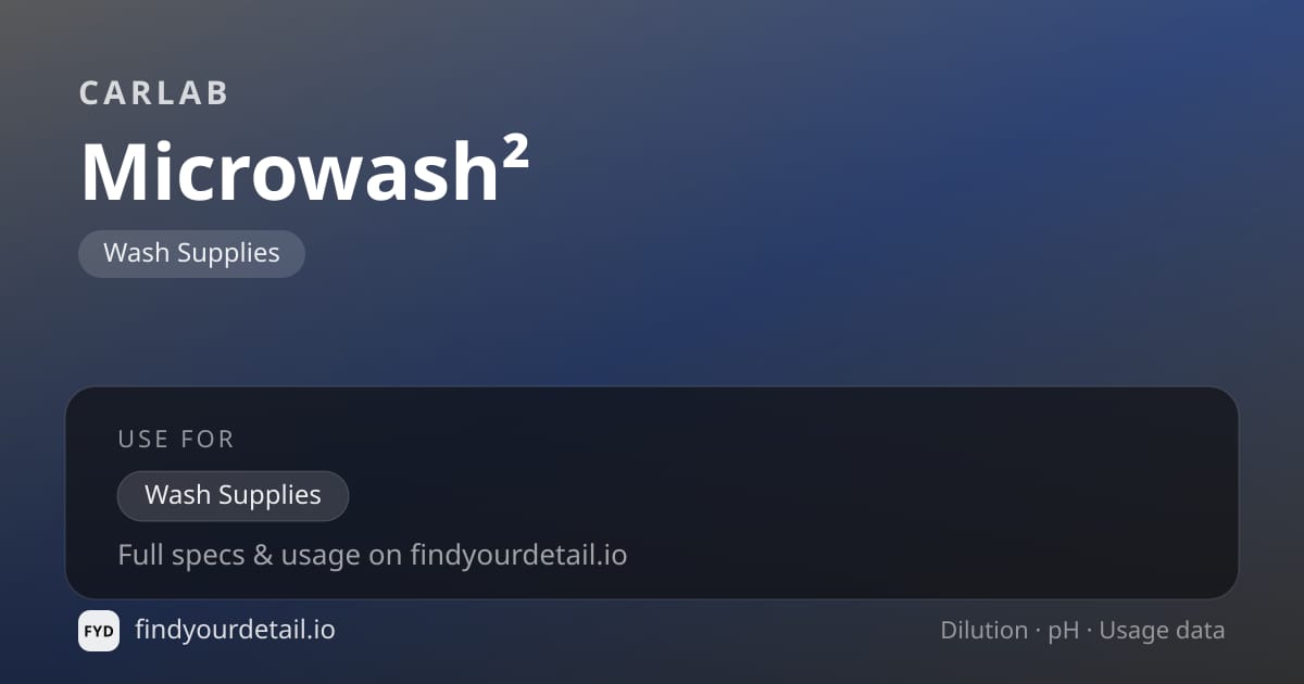 CARLAB Microwash² dilution ratio and pH specification chart