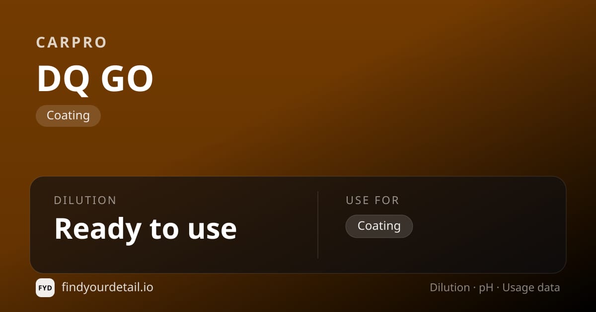 CarPro DQ GO 희석비 pH 스펙 카드