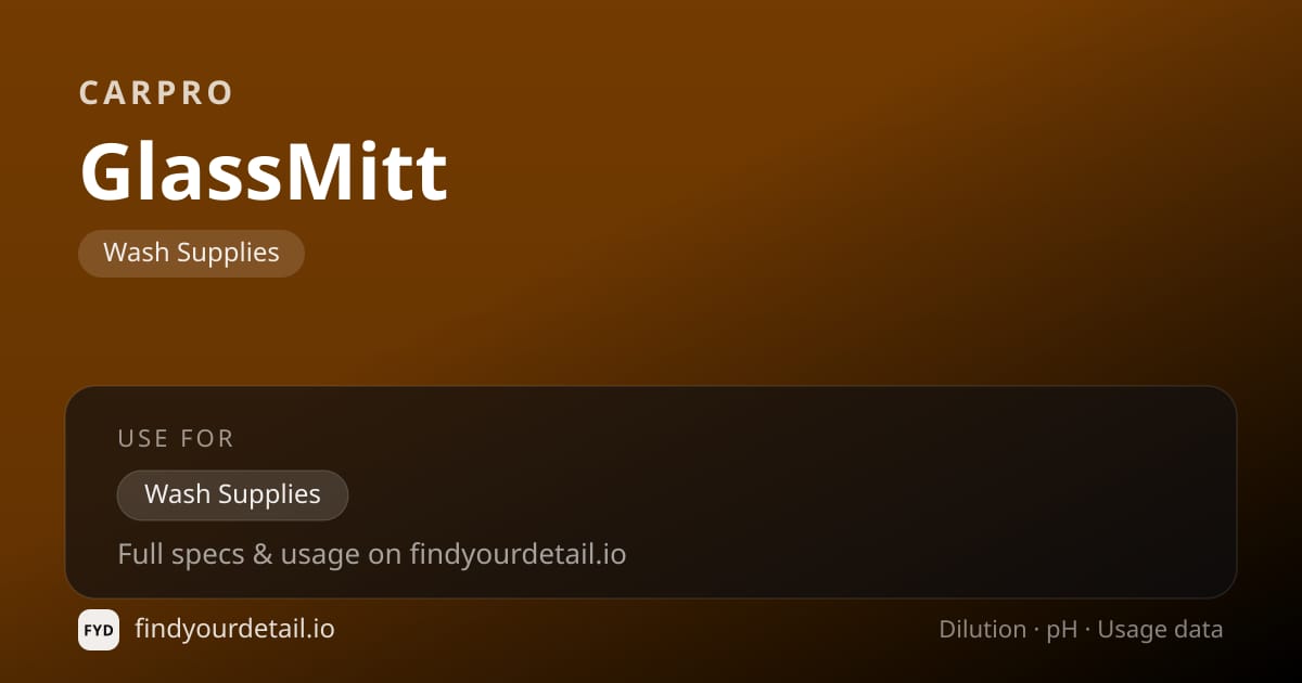 CarPro 글래스미트 희석비 pH 스펙 카드