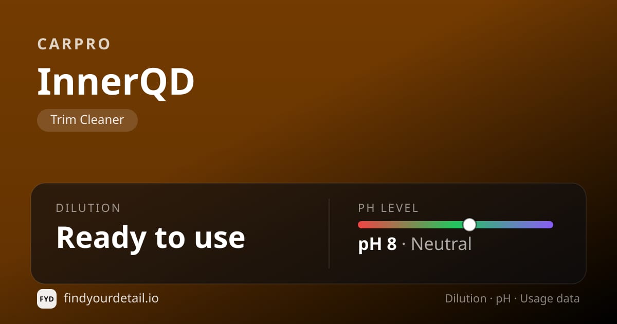 CarPro 이너큐디 희석비 pH 스펙 카드