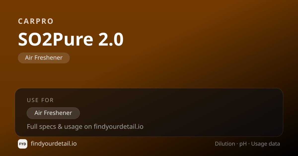 CarPro SO2Pure 2.0 희석비 pH 스펙 카드