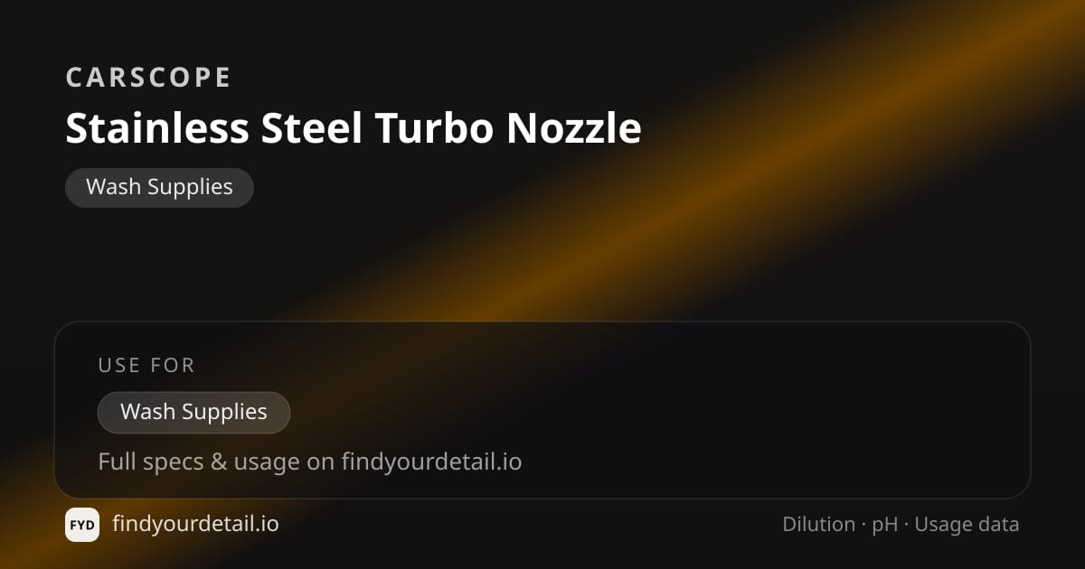 CARSCOPE Stainless Steel Turbo Nozzle dilution ratio and pH specification chart