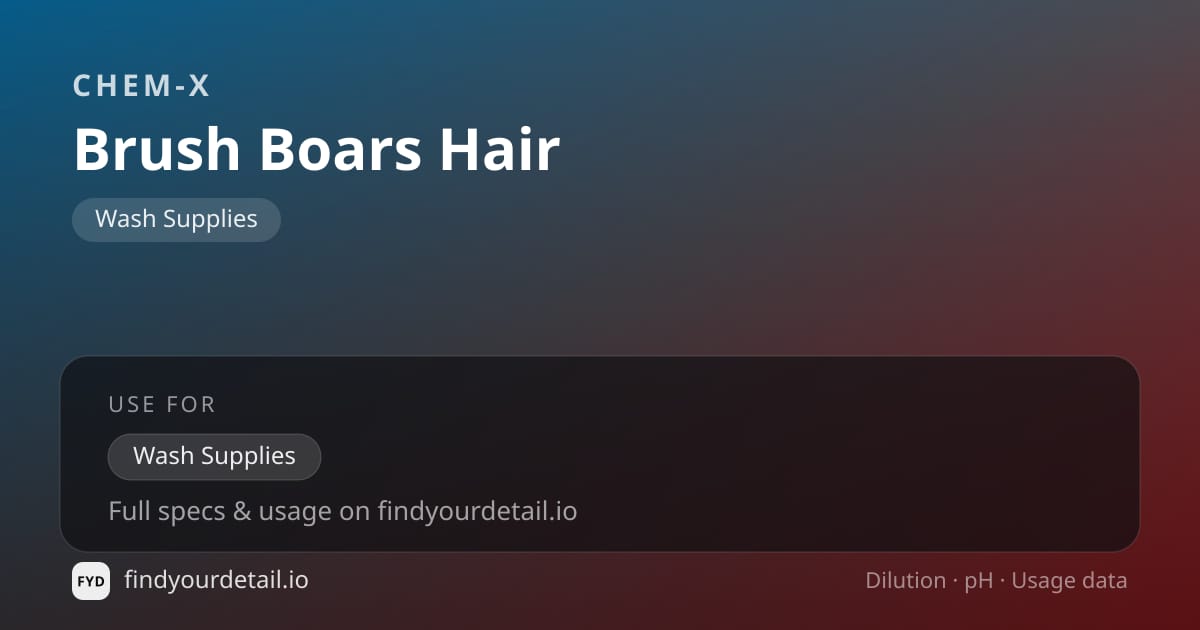 Chem-X Brush Boars Hair dilution ratio and pH specification chart